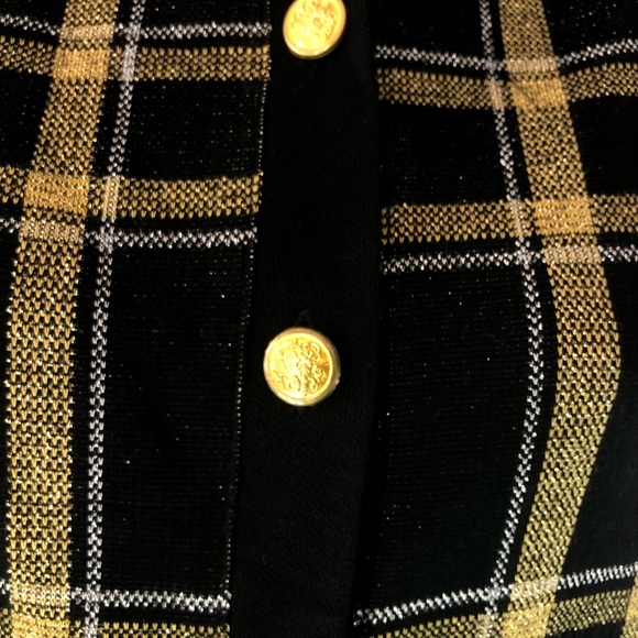 Ecco Petites Cardigan Black With Gold Large Plaid - Picture 5 of 6